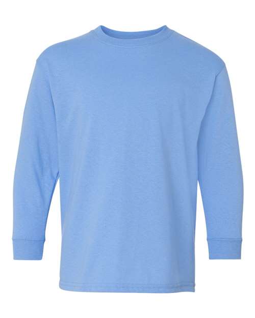 A plain, light blue Gildan 5400B long-sleeve crewneck t-shirt is shown against a white background. The shirt features heavy cotton fabric and has no visible logos or designs.