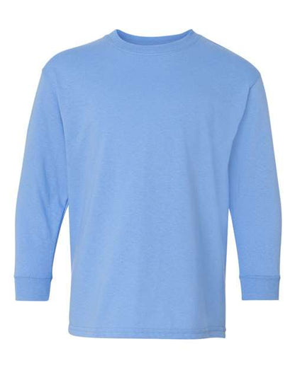 A plain, light blue Gildan 5400B long-sleeve crewneck t-shirt is shown against a white background. The shirt features heavy cotton fabric and has no visible logos or designs.