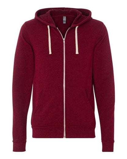 The BELLA + CANVAS 3909 is a unisex maroon polyester fleece hoodie with white drawstrings, front pockets, and a hood, shown on a plain white background.